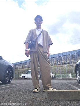 「UNIQLO（ユニクロ）のアイテム（パンツ、ベージュ系）」を使った、tonoootonoooさん（メンズ・174cm）の夏コーディネート