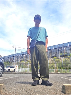 「NEW BALANCE（ニューバランス）のアイテム（スニーカー、ブラック系）」を使った、tonoootonoooさん（メンズ・174cm）の夏コーディネート