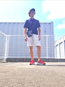 「UNIQLO（ユニクロ）のアイテム（ポロシャツ、ブルー系）」を使った、tonoootonoooさん（メンズ・174cm）の夏コーディネート