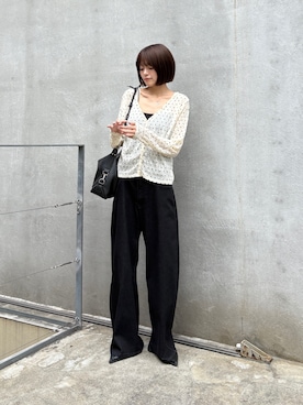 「goocy（グーシー）のドットカーディガン（Tシャツ/カットソー、ホワイト系）」を使った、MIZUHOさん（レディース・165cm）の夏コーディネート