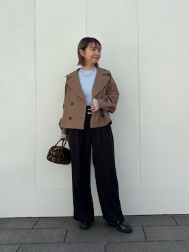「NATURAL BEAUTY BASIC（ナチュラルビューティーベーシック）の＜Oggi11月号掲載＞＜ちょうど、いい服＞「おはよう」から「おつかれさま」まで。 毎日ハーフトレンチ（トレンチコート、ブラウン系）」を使った、minaminbbさん（レディース・158cm）の秋コーディネート