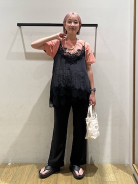 「BAYFLOW（ベイフロー）のアイテム」を使った、てぃーさん（レディース・169cm）の夏コーディネート