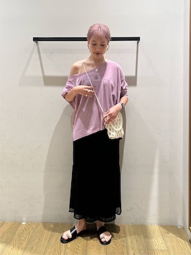「BAYFLOW（ベイフロー）のビーズミニショルダーバッグ（ショルダーバッグ、その他）」を使った、てぃーさん（レディース・169cm）の夏コーディネート