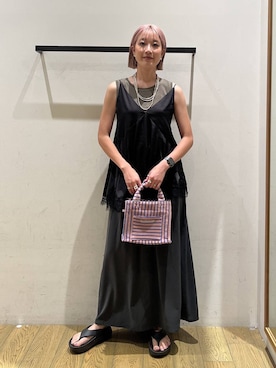 「BAYFLOW（ベイフロー）のアイテム」を使った、てぃーさん（レディース・169cm）の夏コーディネート