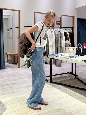 「BAYFLOW（ベイフロー）のアイテム」を使った、てぃーさん（レディース・169cm）の夏コーディネート