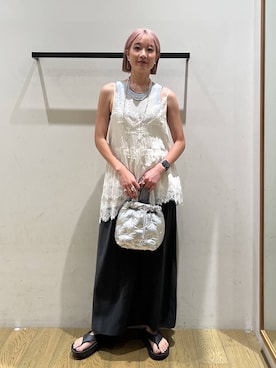 「BAYFLOW（ベイフロー）のアイテム」を使った、てぃーさん（レディース・169cm）の夏コーディネート