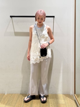 「BAYFLOW（ベイフロー）のアイテム」を使った、てぃーさん（レディース・169cm）の夏コーディネート
