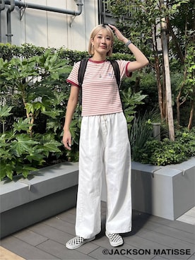 「BAYFLOW（ベイフロー）のアイテム」を使った、てぃーさん（レディース・169cm）の夏コーディネート