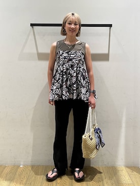 「BAYFLOW（ベイフロー）のアイテム」を使った、てぃーさん（レディース・169cm）の夏コーディネート