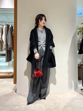「Drawing Numbers（ドローイング ナンバーズ）の【Drawing Numbers】センタープレスワイドパンツ（スラックス、グレー系）」を使った、wg_iijimaさん（レディース・157cm）の秋コーディネート