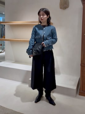 「アイテム（デニムジャケット）」を使った、wg_iijimaさん（レディース・157cm・20代）の冬コーディネート