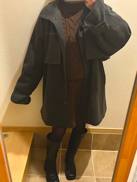 「tiptop（ティップトップ）のアイテム（ノーカラーコート）」を使った、ちゃんぺさん（レディース・152cm）の冬コーディネート