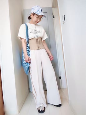 「キャップ女子」｜アリエル＊さん（レディース・155cm）の夏コーディネート