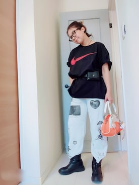 「LOWRYS FARM（ローリーズファーム）のアイテム（ベルト）」を使った、アリエル＊さん（レディース・155cm）の夏コーディネート