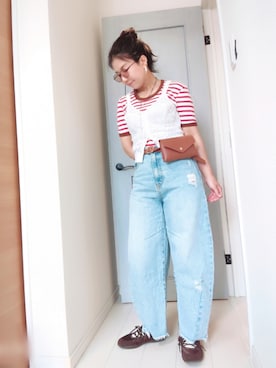 「BAYFLOW（ベイフロー）のアイテム」を使った、アリエル＊さん（レディース・155cm）の夏コーディネート