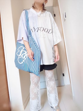 「TEEN BOOP（ティーンブープ）のナイロンハーフパンツ（その他パンツ）」を使った、アリエル＊さん（レディース・155cm）の秋コーディネート