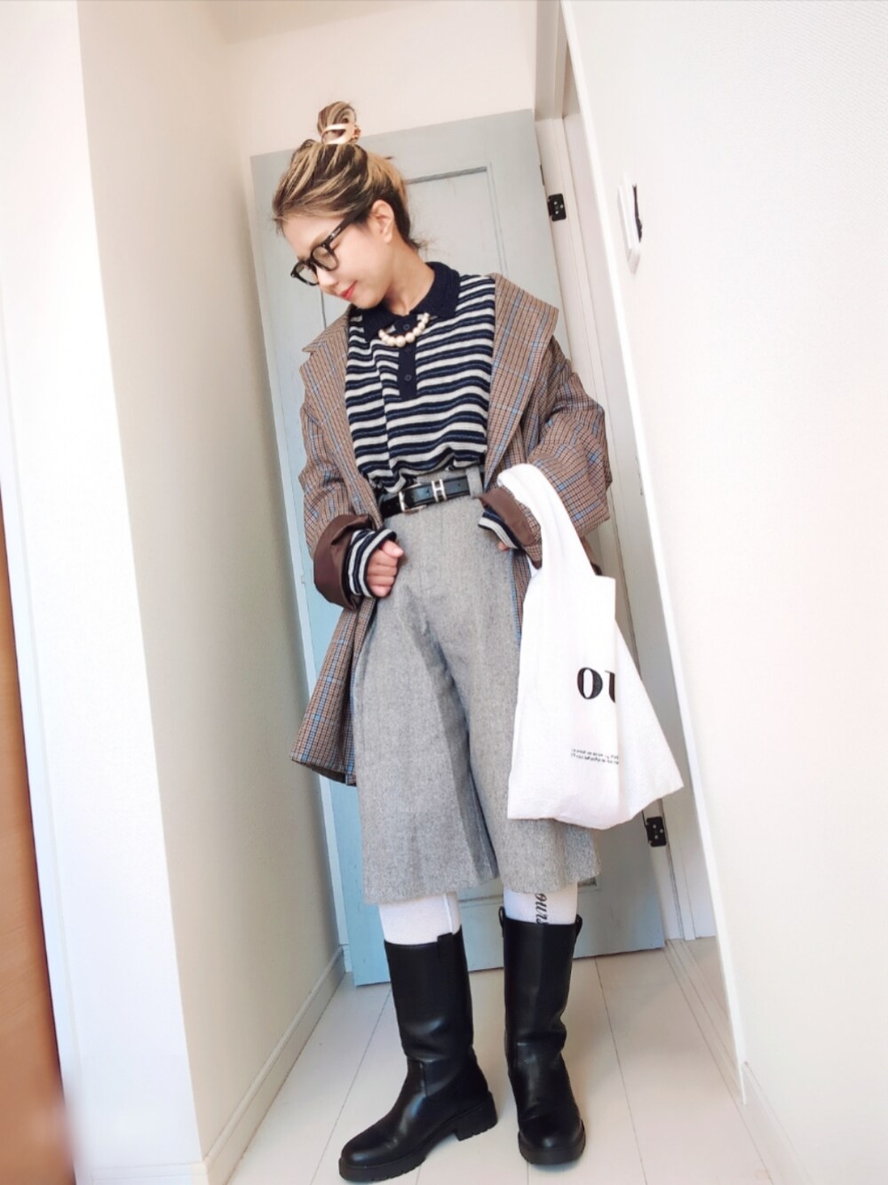 ジャケット テーラードジャケット Checkered Oversized Jacket Coat 