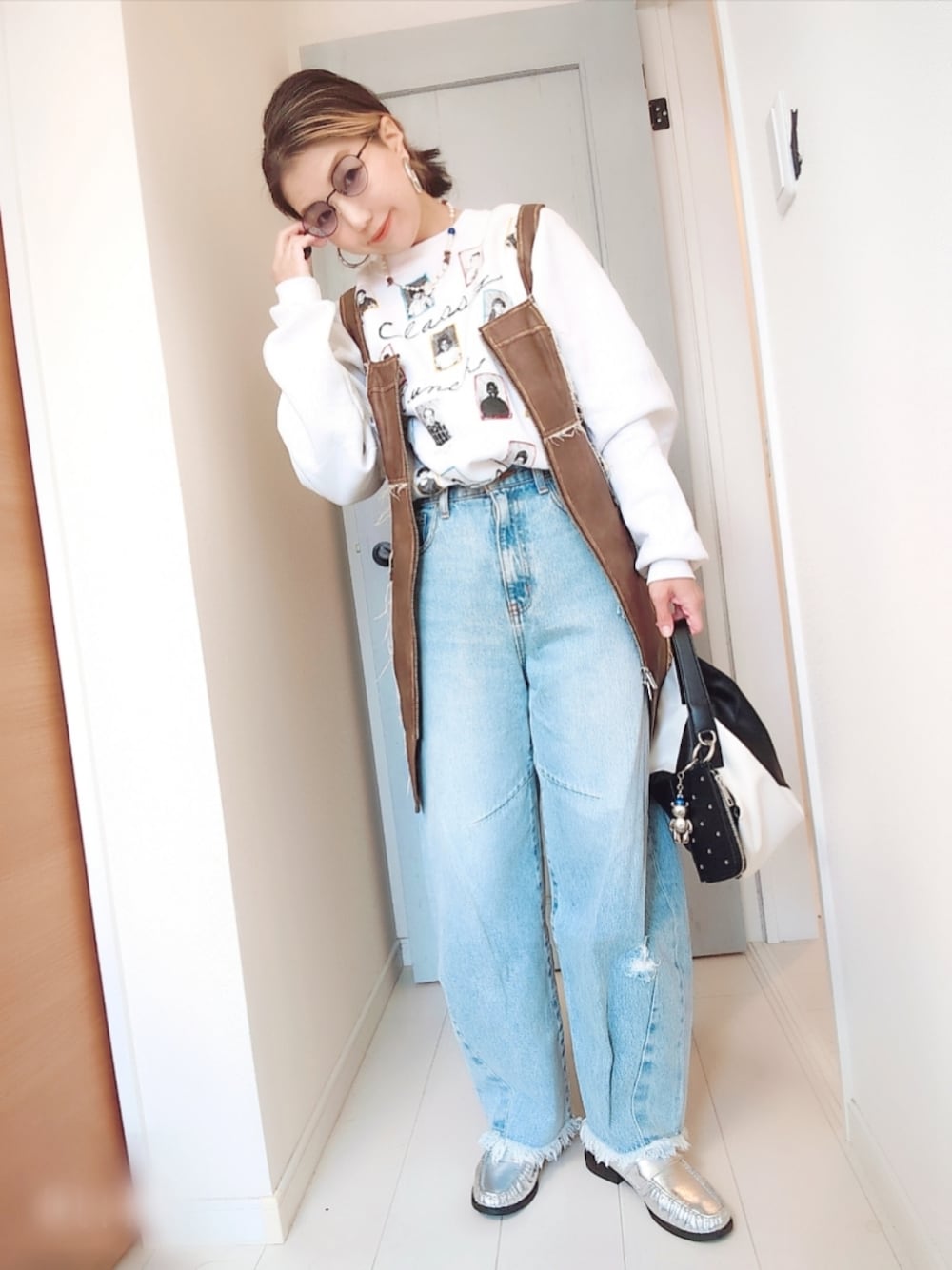 Vegan Leather Front Zip Tops/ヴィーガンレザーフロントジップ