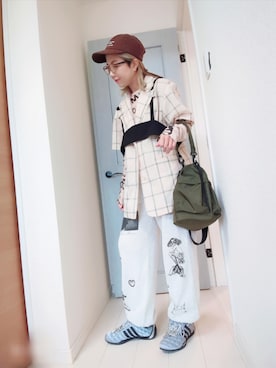 「アイテム（キャップ）」を使った、アリエル＊さん（レディース・155cm）の秋コーディネート