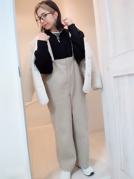 「CANAL JEAN（キャナルジーン）のアイテム（サロペット/オーバーオール）」を使った、アリエル＊さん（レディース・155cm）の春コーディネート