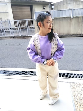 「antiqua」｜「アイテム（スウェット）」を使った、アリエル＊さん（キッズ・125cm）の秋コーディネート