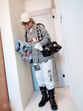 「アイテム（テーラードジャケット、グレー系）」を使った、アリエル＊さん（レディース・155cm）の冬コーディネート