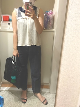 「ハイウエストストレートジーンズ」｜m.さん（レディース・161cm）の夏コーディネート