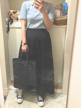 「3色コーデ」｜「アイテム（アクセサリー）」を使った、m.さん（レディース・161cm）の夏コーディネート