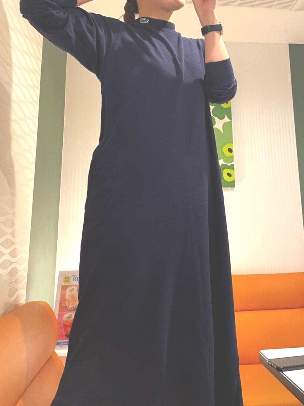 「ラコステ、ポロワンピ、ワンピース、ワントーンコーデ、3色コーデ」｜「LACOSTEのアイテム（ワンピース、ブルー系）」を使った、m.さん（レディース・161cm）の夏コーディネートの1枚目の写真
