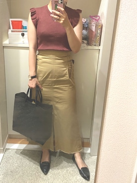 「リブニット」｜「アイテム（アナログ腕時計）」を使った、m.さん（レディース・161cm）の夏コーディネート