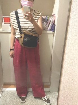 「ワッフル」｜「アイテム（アナログ腕時計）」を使った、m.さん（レディース・161cm）の夏コーディネート