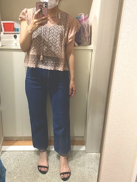 「ハイウエストストレートジーンズ」｜m.さん（レディース・161cm）の夏コーディネート