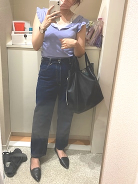 「ハイウエストストレートジーンズ」｜「アイテム（アクセサリー）」を使った、m.さん（レディース・161cm）の夏コーディネート