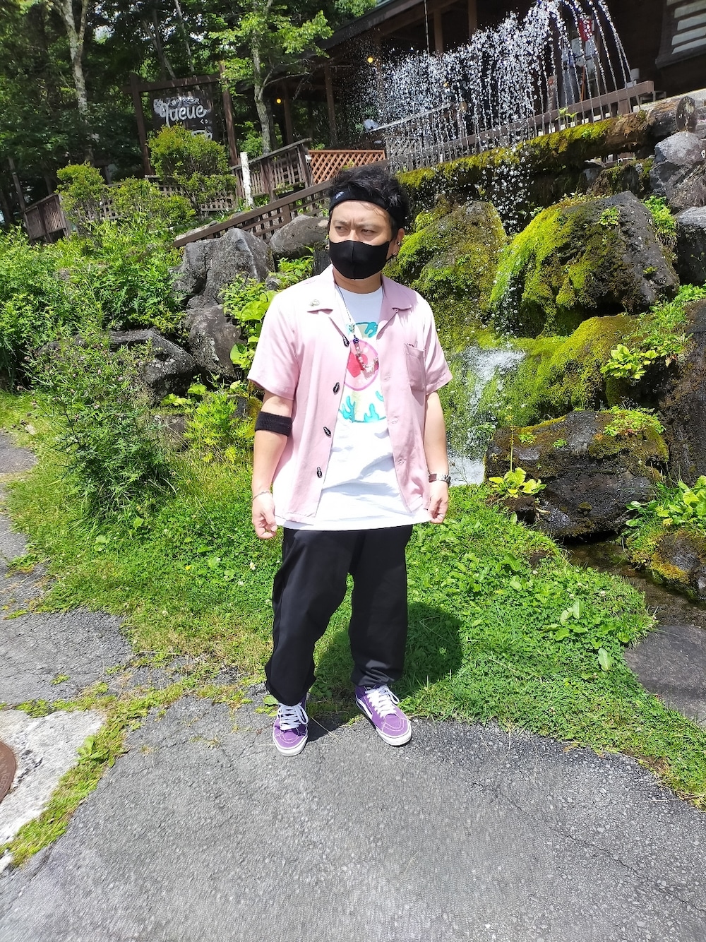 ヒューストン×スヌーピー コラボ 刺繍 ボウリングシャツ BK-M