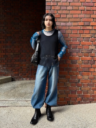 「seyto(セイト)のMesh layered tank top / メッシュレイヤードタンクトップ(タンクトップ)」を使った、renyaさん(メンズ・170cm)の秋コーディネート