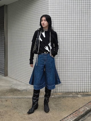 「seyto(セイト)のLeather round studs belt / レザーラウンドスタッズベルト(ベルト)」を使った、renyaさん(メンズ・170cm)の秋コーディネート