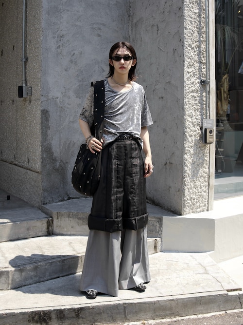 Tulle layered sheer wide pants / チュールレイヤードシアー