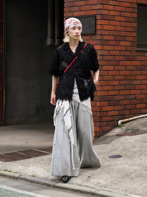 サイズ3 seyto / ジャガードフリンジメッシュ半袖シャツ seyto（セイト）の「Jaguard fringe mesh half sleeve shirt