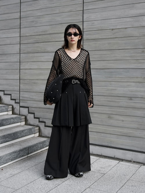 Studs pocket buggy flare pants スタッズポケットフレアパンツ