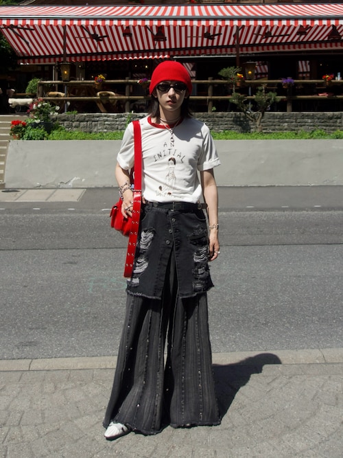 seyto スタッズピンストライプワイドフレアデニムパンツ Studs pin stripe wide flare denim pants / スタッズピン