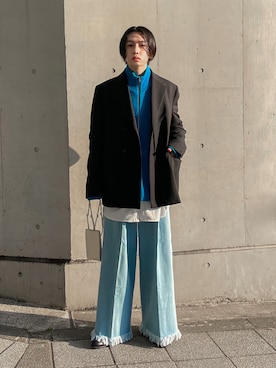 「アイテム（ニット/セーター）」を使った、renyaさん（メンズ・170cm）の春コーディネート