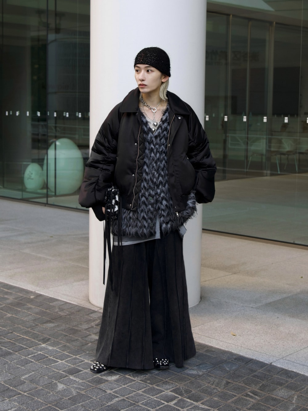 seyto ヴィンテージサテンギャザーブルゾン セール】Vintage satin gather blouson / ヴィンテージサテンギャザー