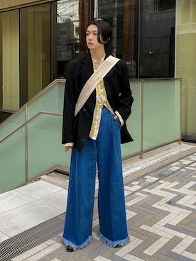 「フリンジデニム」｜「アイテム（ジャケット/アウター）」を使った、renyaさん（メンズ・170cm）の夏コーディネート