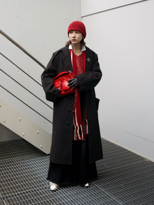 Merange jacquard V-neck knit / メランジジャガードVネックニット