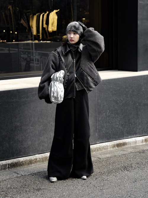 seytoサイズ1 / ツイードボリュームワイドパンツ Tweed volume tuck 