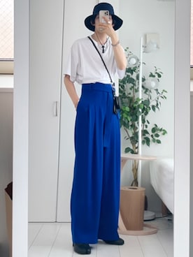 「STUDIO NICHOLSON（スタジオニコルソン）のアイテム（帽子）」を使った、renyaさん（メンズ・170cm）の夏コーディネート