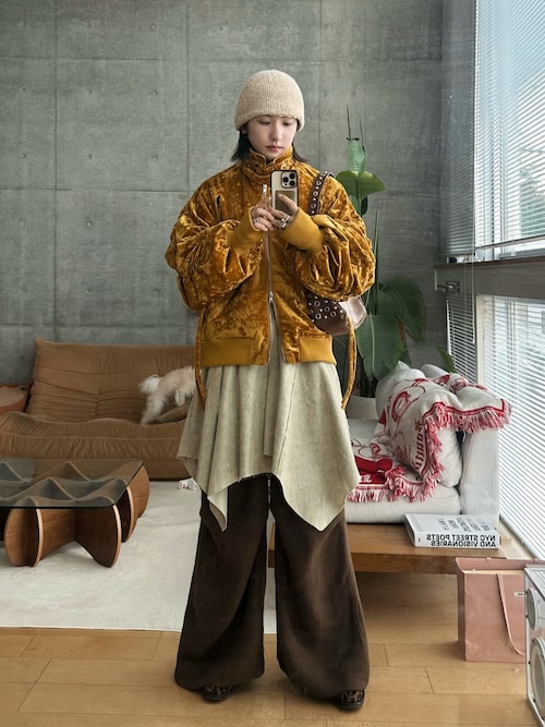 Crush velour gather blouson / クラッシュベロアギャザーブルゾン