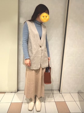 「スカートコーデ」｜「アイテム（ベスト）」を使った、ちゃんともさん（レディース・160cm）の秋コーディネート