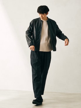 「JOURNAL STANDARD relume（ジャーナルスタンダード　レリューム）のアイテム（ライダースジャケット）」を使った、Rikuさん（メンズ・181cm）の秋コーディネート