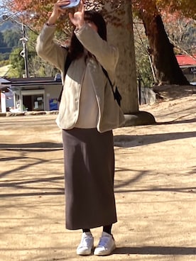 「アイテム（ノーカラージャケット）」を使った、naさん（レディース・162cm）の冬コーディネート